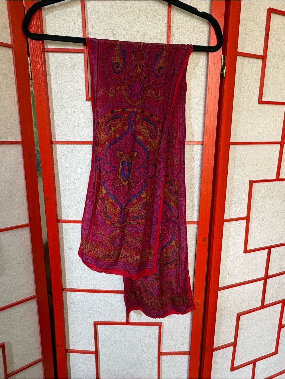 Vibrant Vintage Red Paisley Scarf